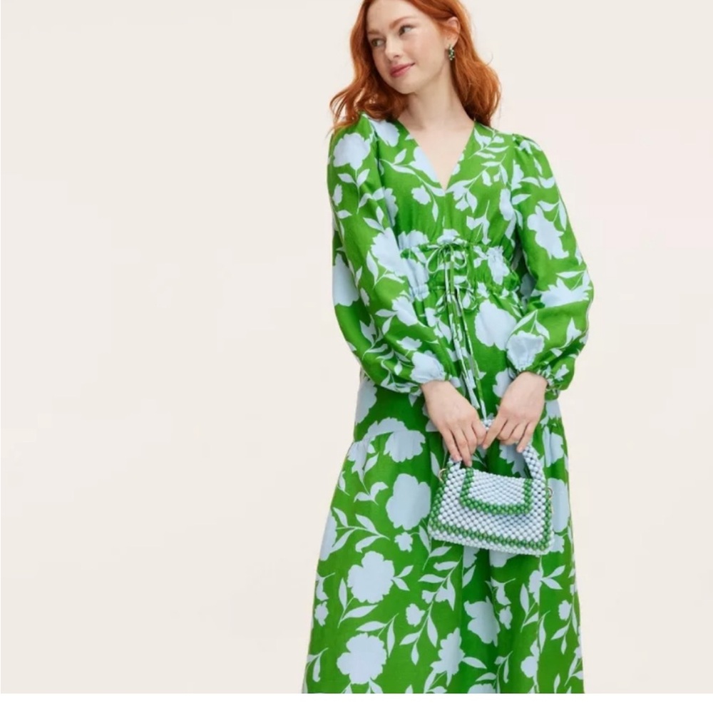 Kate Spade X Target Classic Rose Linen Long Sleeve Maxi Dress - Small